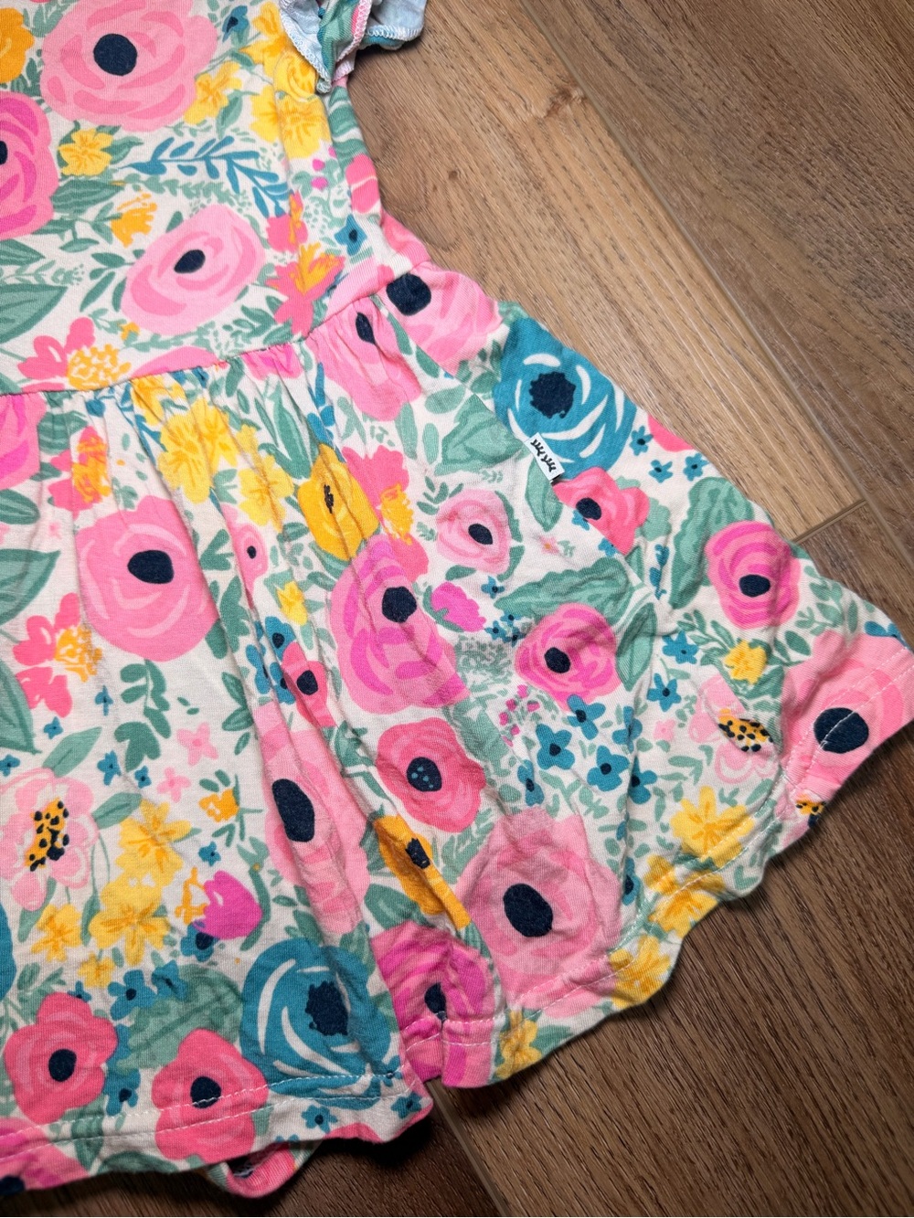 Little Sleepies Secret Garden Flutter Sleeve Twirl Bodysuit Dress 18-24M Floral - Picture 5 of 10
